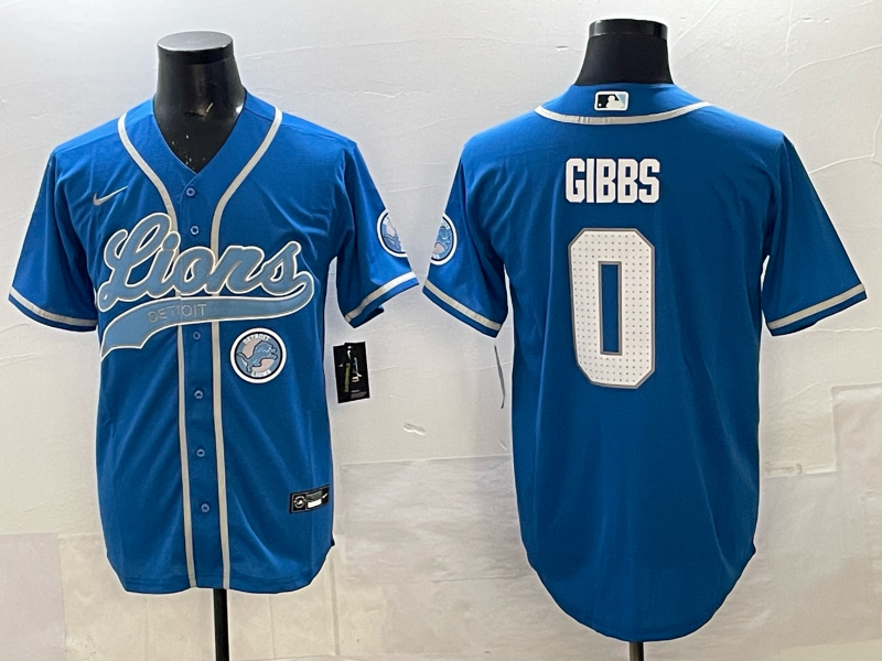 Men Detroit Lions #0 Gibbs blue NFL Nike 2025 jersey 004